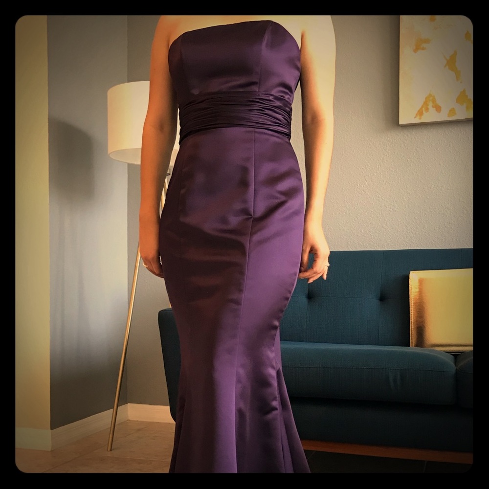 Plum Mermaid styled bridesmaid/black-tie gown